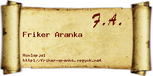 Friker Aranka névjegykártya